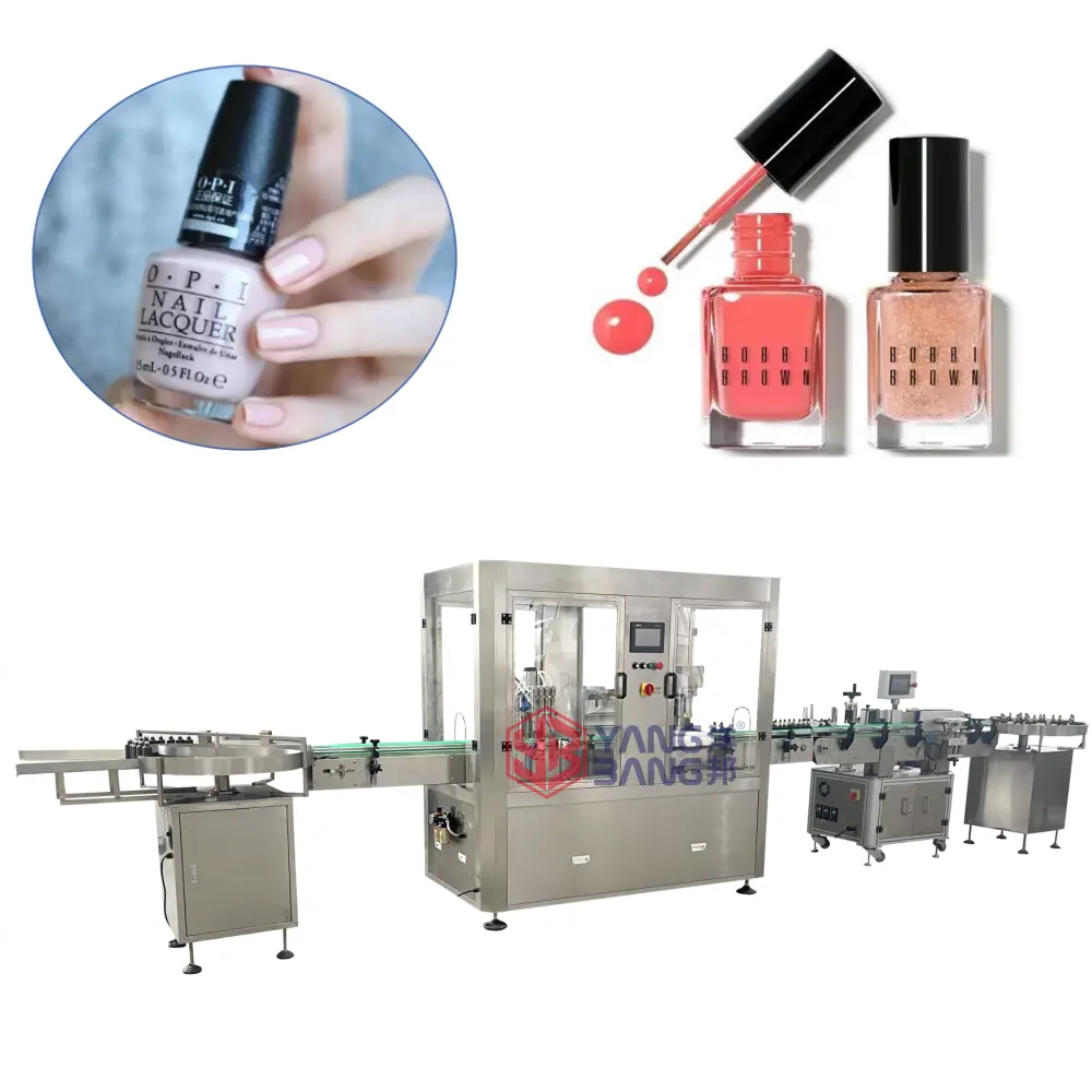 Máquina de llenado de botellas de vidrio completamente automática para esmalte de uñas, pegamento, esmalte de gel de aceite, máquina de llenado y tapado de 10ml