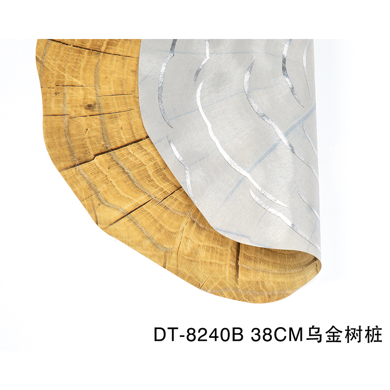 Easy Clean Stump Shape PVC Gold Dinning Placemats