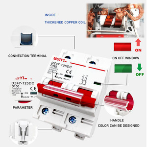 Entrega rápida BEIYI alto cobre MCB interruptor DC 1000V 10ka DC disyuntor 125a 2 polos con CE - Product Image 3