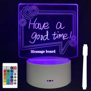 Modern 3D LED not kurulu ile renkler yeniden yazılabilir akrilik lamba USB gece lambası yaratıcı LED tasarım stili ve kalem aksesuarı - Product Image 5