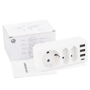 高品质欧盟标准USB C扩展器墙壁电源插座4端口充电多功能条形电压扩展插座 - Product Image 2