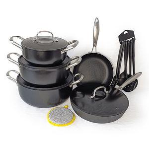 Nhôm Bếp Nấu Ăn đặt cảm ứng chậu và chảo không dính <span class=keywords><strong>Cookware</strong></span> Set với thép không gỉ xử lý - Product Image 1