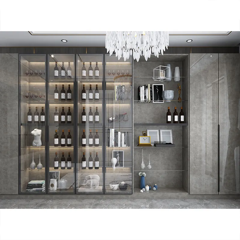 Armario Modular de alta calidad para vino, moderno armario de vino dorado, para Bar, restaurante