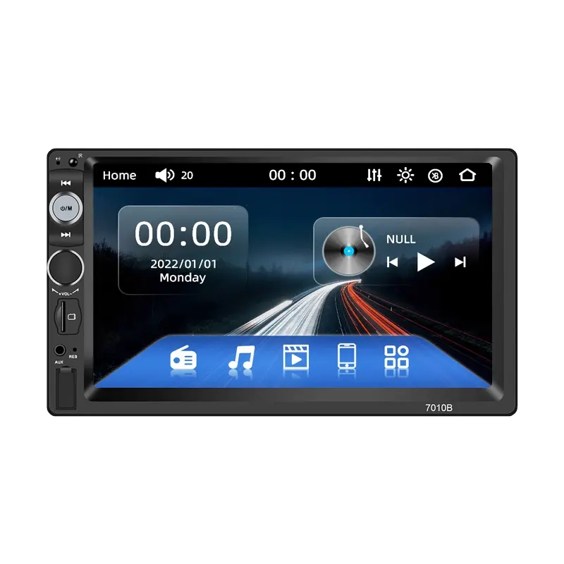 7010b-reproductor Multimedia con pantalla táctil Hd de 7 pulgadas para coche, 2 Din autorradio con Audio Estéreo, Mp5, BT, 12v, TF, USB
