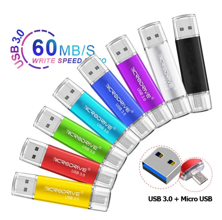 ฟรีโลโก้เมมโมรี่4Gb 8Gb 16Gb 32Gb 64Gb 128Gb Otg 3.0,แฟลชไดรฟ์แอนดรอยด์พร้อมพวงกุญแจแท่ง Usb Otg