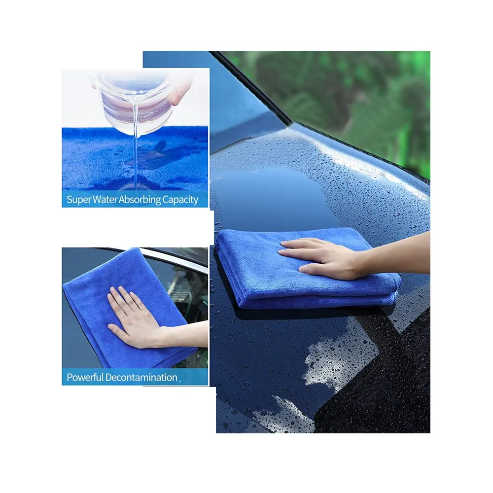 クイックドライプレミアムソフト超吸収性ブルー40x 40cm400gsmマイクロファイバー洗車クリーニングクロス乾燥タオル