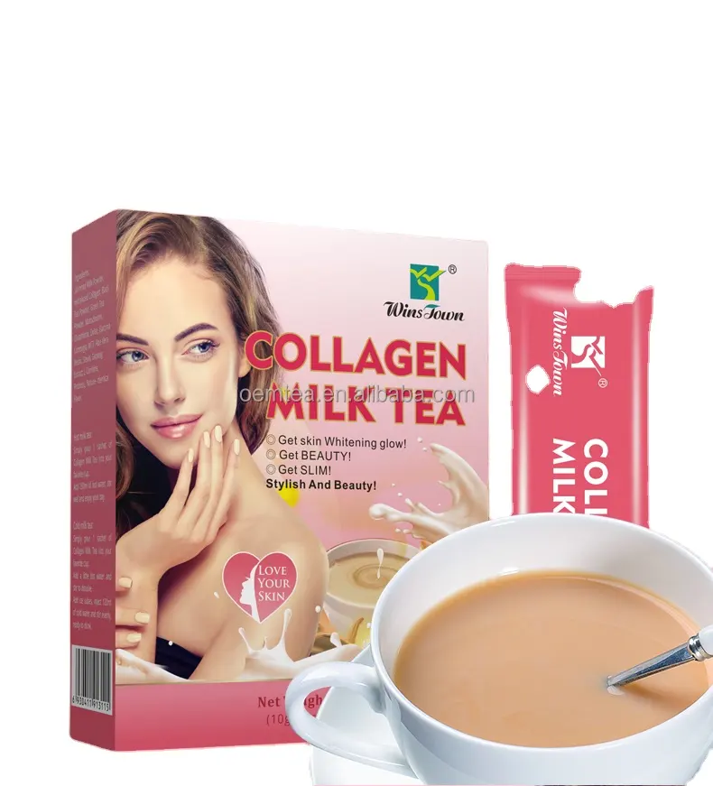 Kollajen süt çay anında cilt kızdırma takviyeleri toz beyazlatma cilt proteini tozu yüksek kaliteli kollajen süt çay