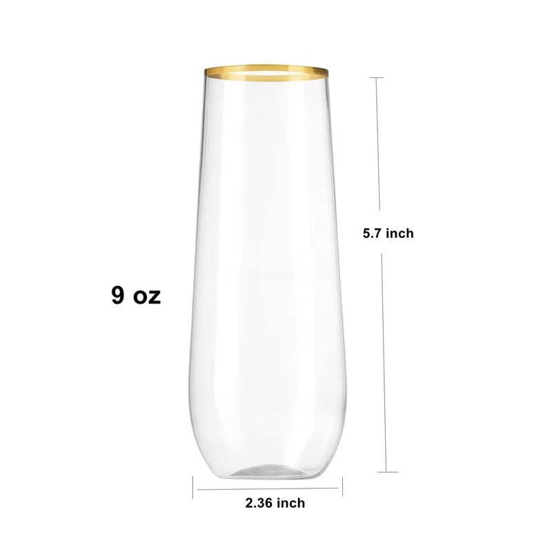 Tasse ronde à bord doré de 9 oz