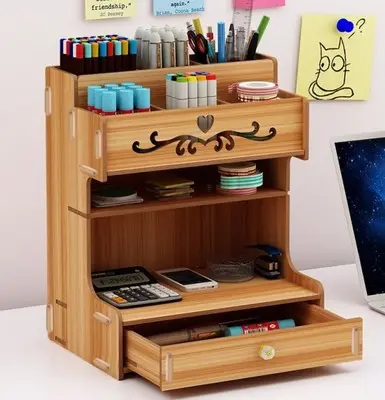 High quality hot selling wooden table pen pot storage box desk organizer pen holder for students and office workers use