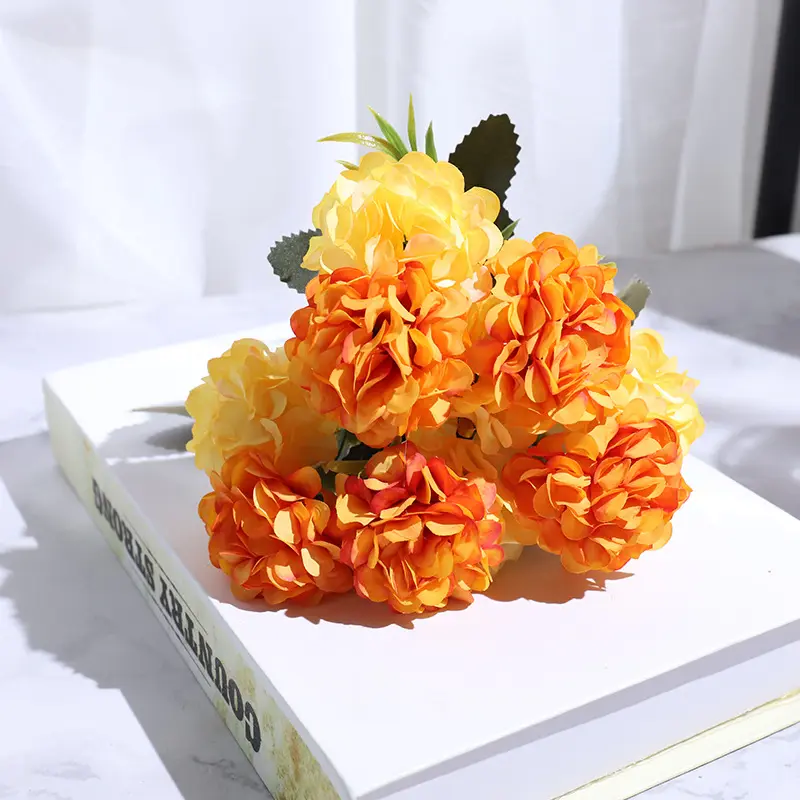 Decorazioni per ortensie artificiali festa di nozze nuovi fiori artificiali di seta Bouquet floreale pezzi centrali Faux 10 teste ortensia
