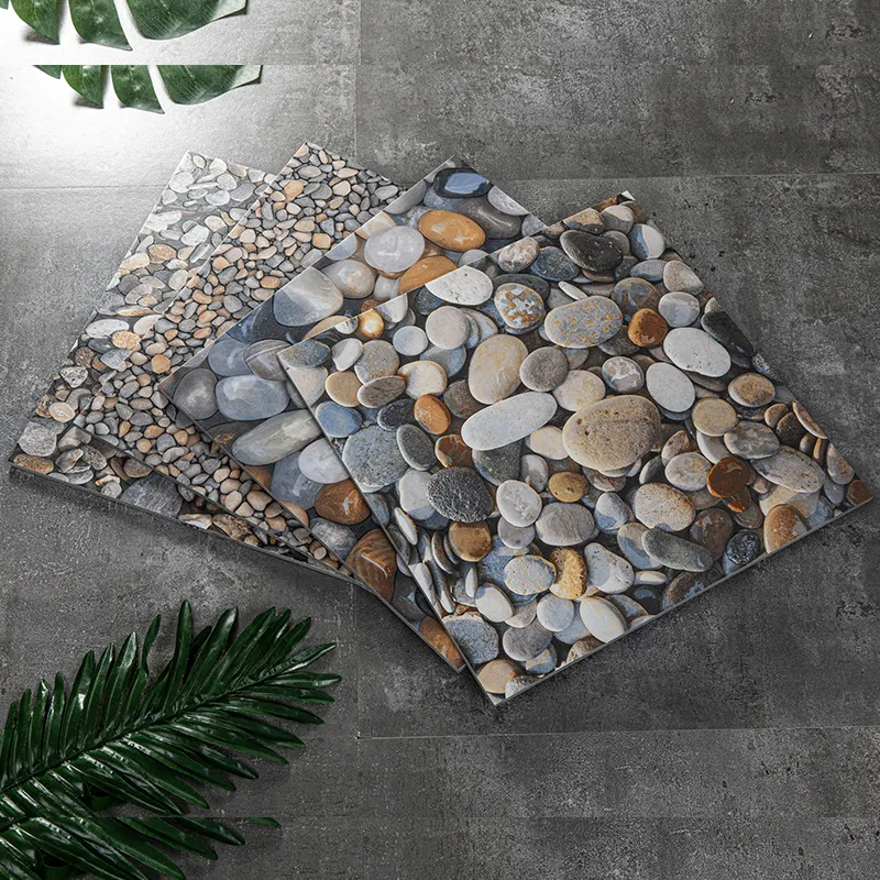 Guijarros 3D de cerámica tallada para balcón, azulejo decorativo de porcelana antideslizante para Patio Exterior, 400x400mm