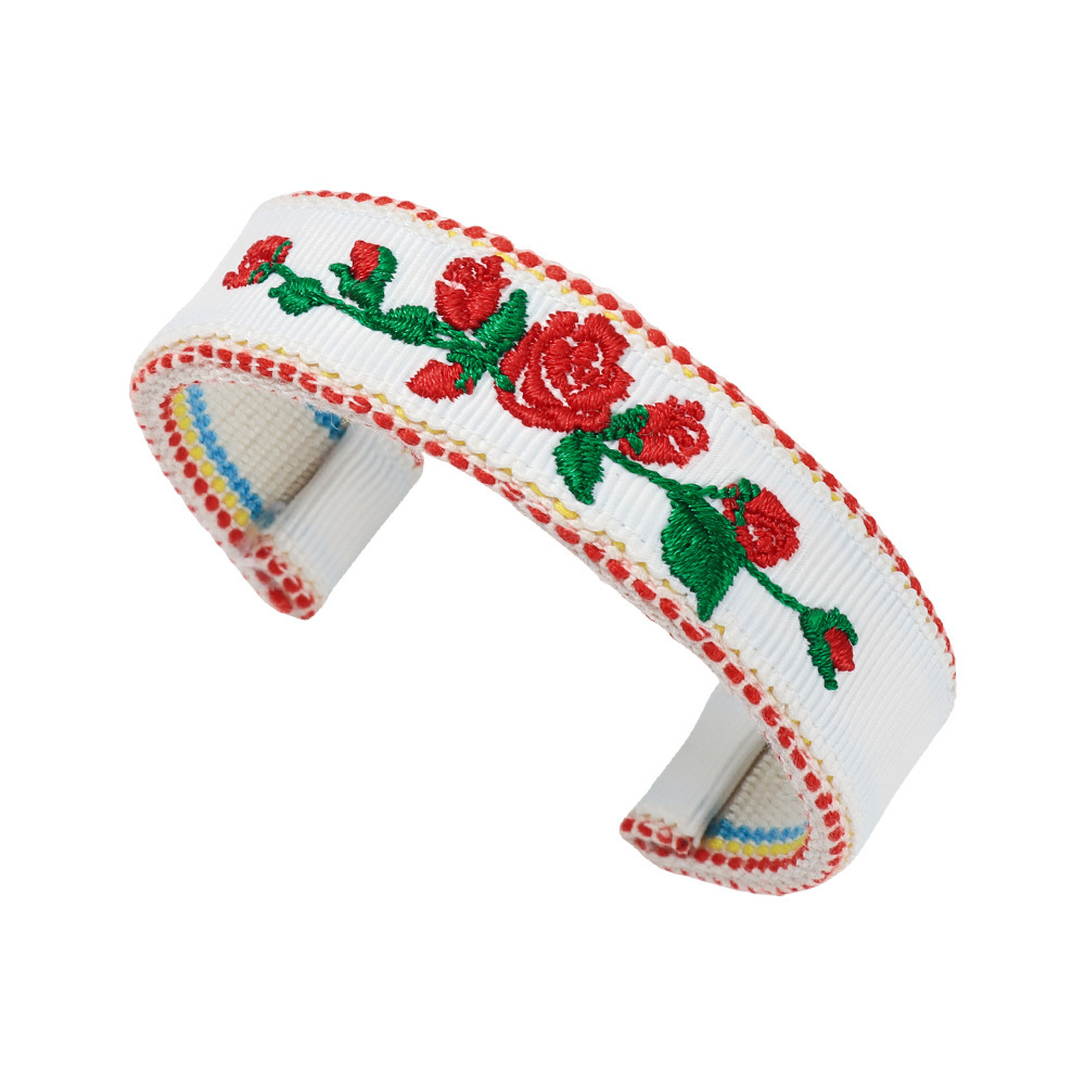 Floral embroidery open bracelet-247b
