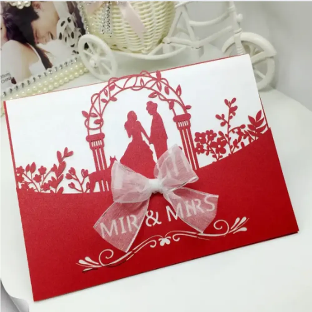 Tarjeta de felicitación de papel en relieve, elegante y clásico, con tipografía, para invitación de boda, de lujo