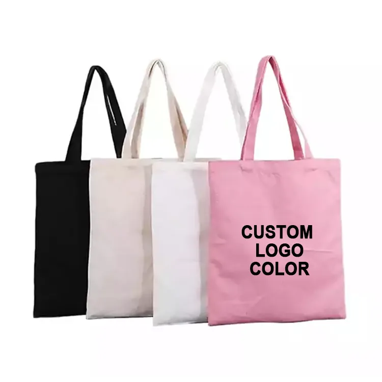 Shopping Bag a tracolla in tela di cotone bianco a buon mercato Eco Friendly con Logo personalizzato riciclato