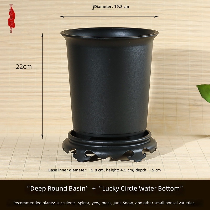 Resin-jet black-diameter 19.8 cm height 22 cm with base