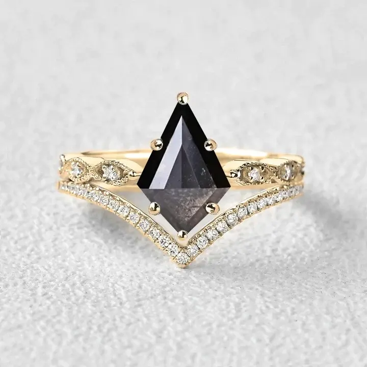 Anello alla moda 925 argento Sterling sale e pepe diamanti anello minimalista Set anelli di fidanzamento
