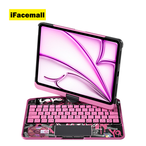 IFacemall最新超高品質TPU素材キーボード360回転ワイヤレスバックライト付きキーボードケースiPad用12.9 13インチBluetooth - Product Image 1