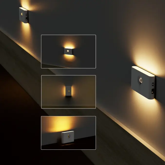 Nuovo Design protezione per gli occhi luce notturna intelligente luce notturna portatile del corpo umano luce notturna lampada da parete Indoo spostare luce notturna per WC