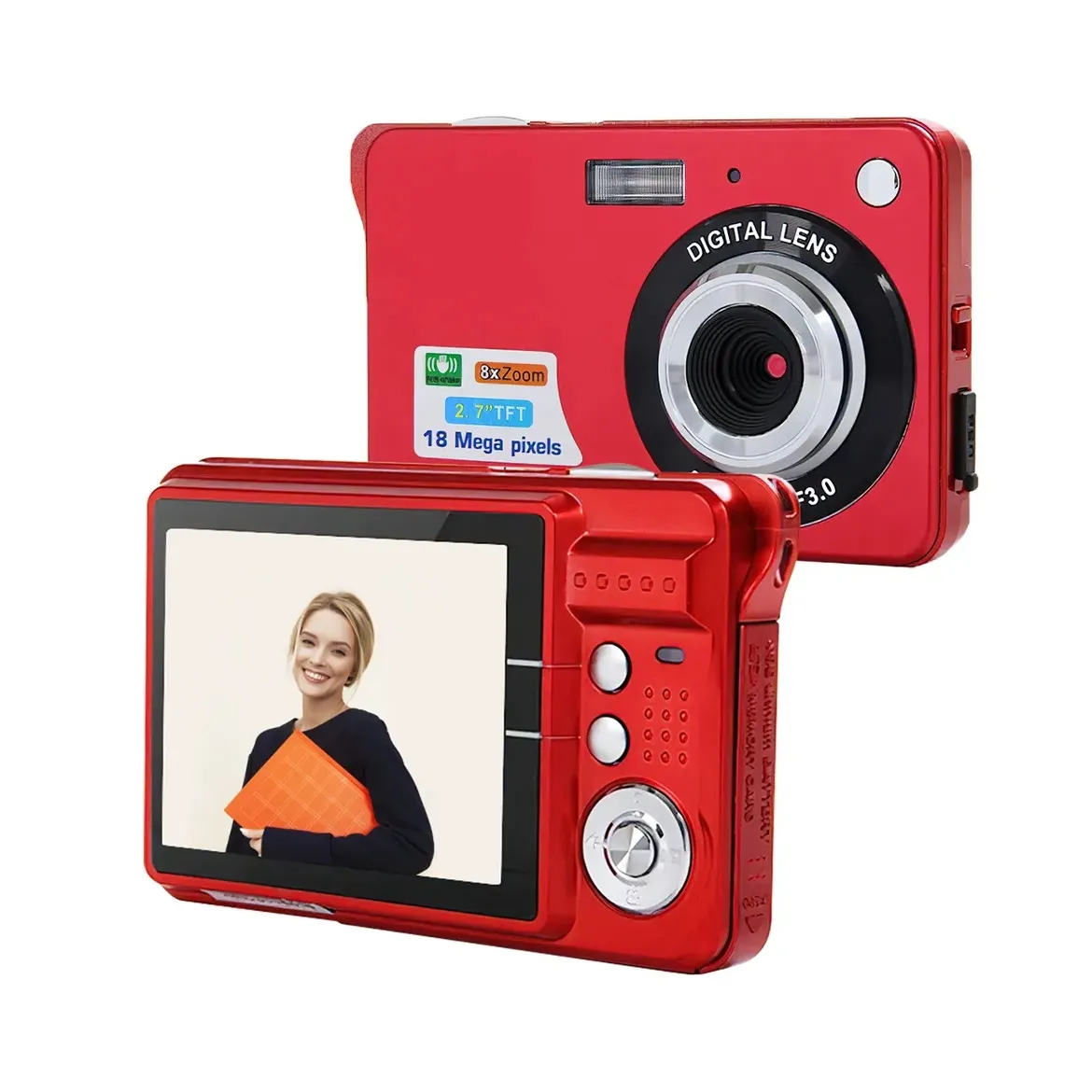 Appareil photo numérique, FHD 1080P 2.7 pouces LCD,18MP pour Vlogging avec zoom 16X anti-tremblement, compact, petit pour enfants étudiants