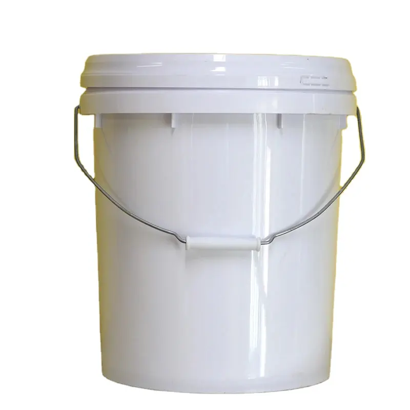 Commercio all'ingrosso 5 galloni 18L pesante vernice ad olio bianco lavare pp secchio di plastica con coperchio manico in plastica secchio