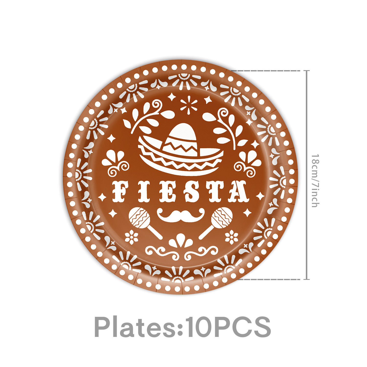 Assiettes en carton café - 10 pièces, 18 cm (7 pouces)