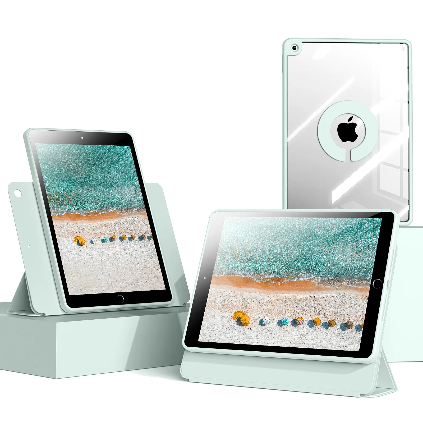 360 Graden Roterende Magnetische Behuizing Met Pu Microfiber Acryl TPU-Hoes Voor Ipad-789