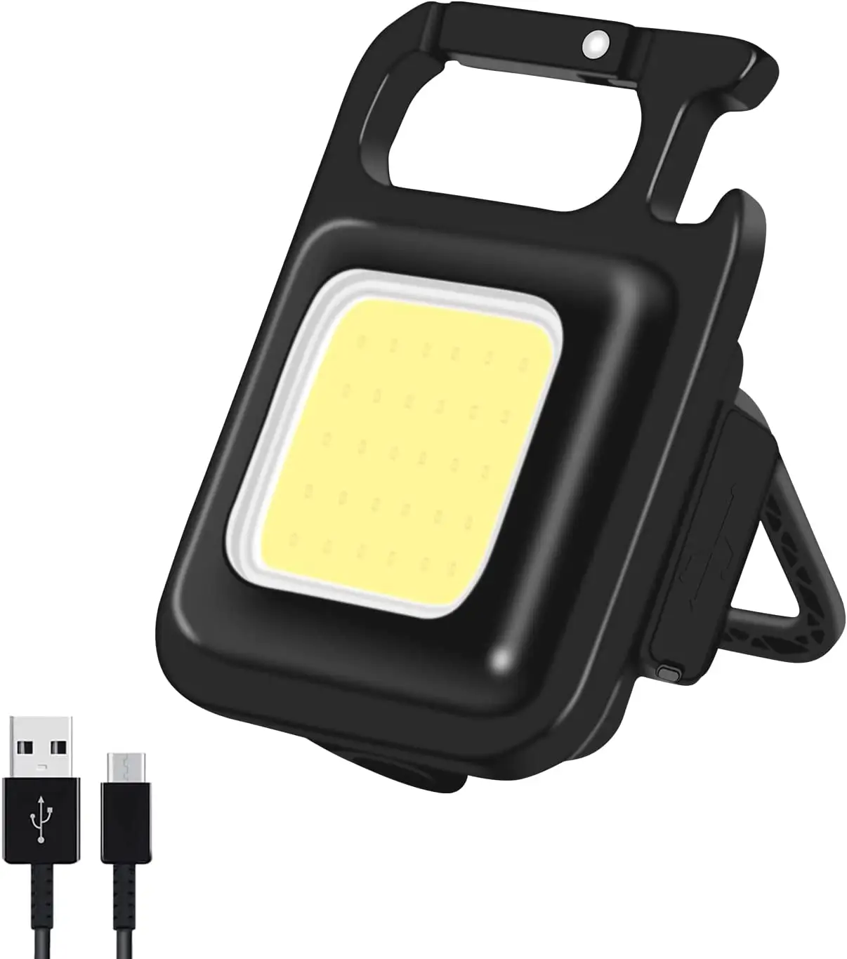 Portable COB porte-clés Mini lampe de poche LED multifonction rechargeable support pliant aimant Rechargeable ouvre-bouteille poche