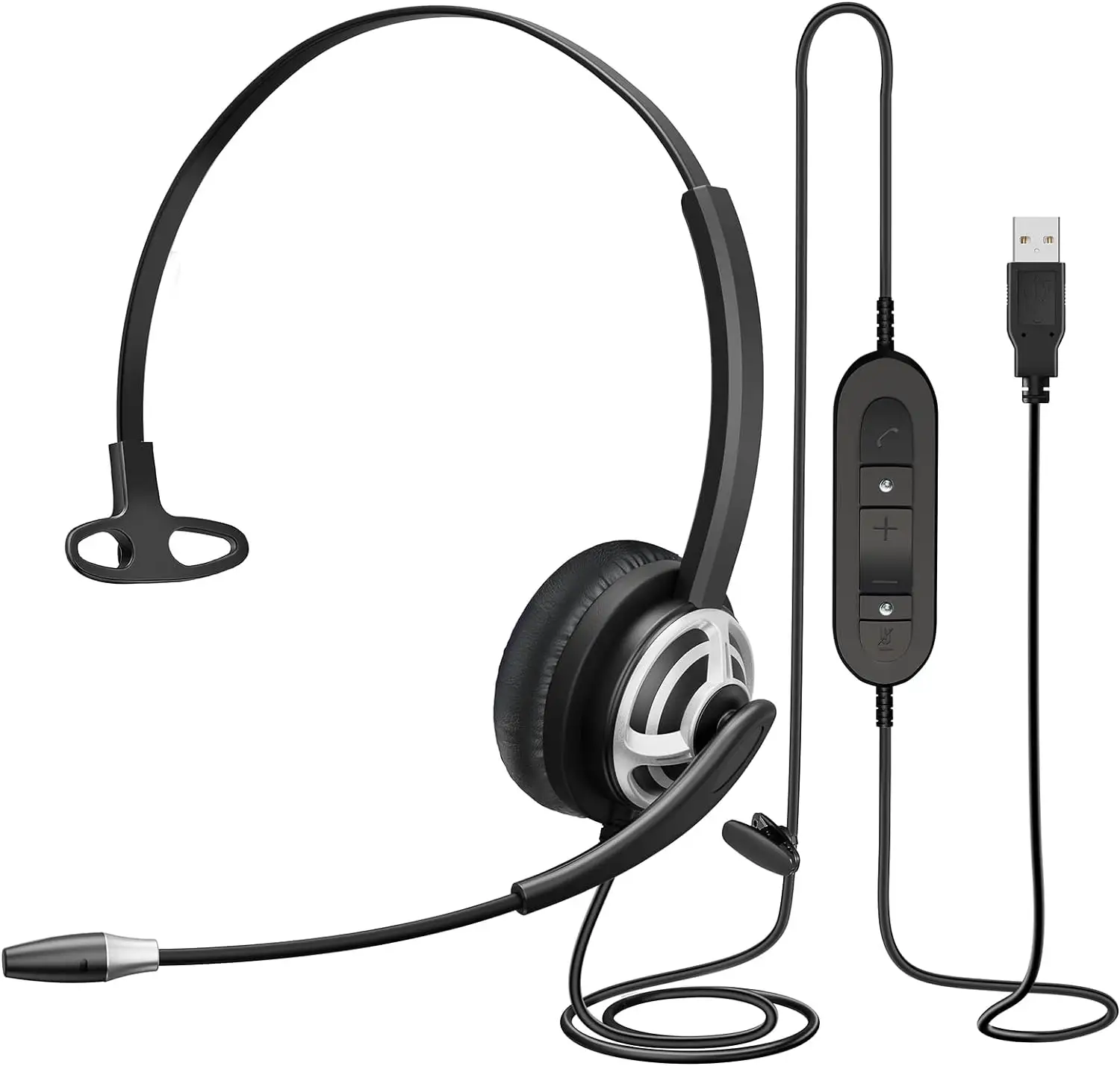 Auriculares binaurales o monoaurales ENC UC con cancelación de ruido, auriculares USB para centro de llamadas, funcionan con Microsoft Teams y Skype Empresarial