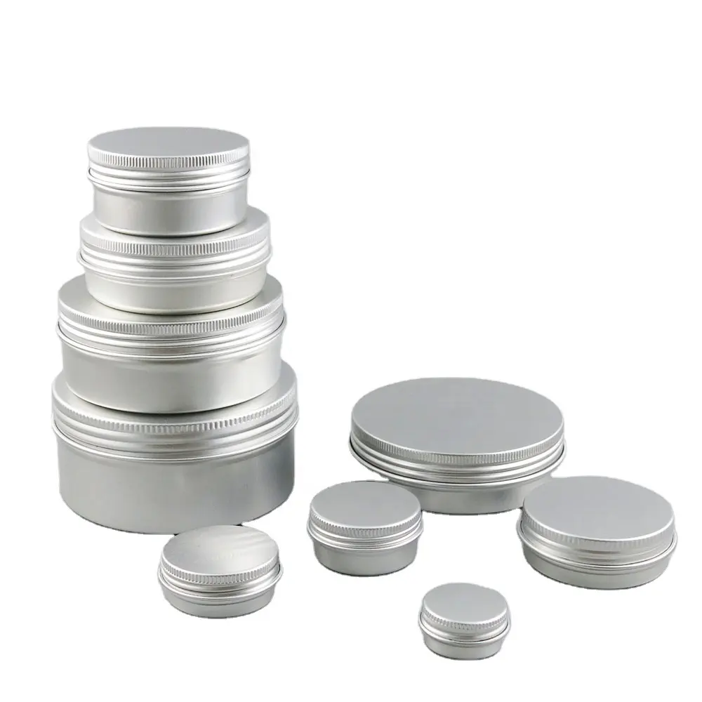 5g 10g 15ml 20ml 30ml 50ml 60ml 80ml 100ml 120ml 150ml aluminium jars tin boxes with screw cap cosmetic spice candle wax tea ect