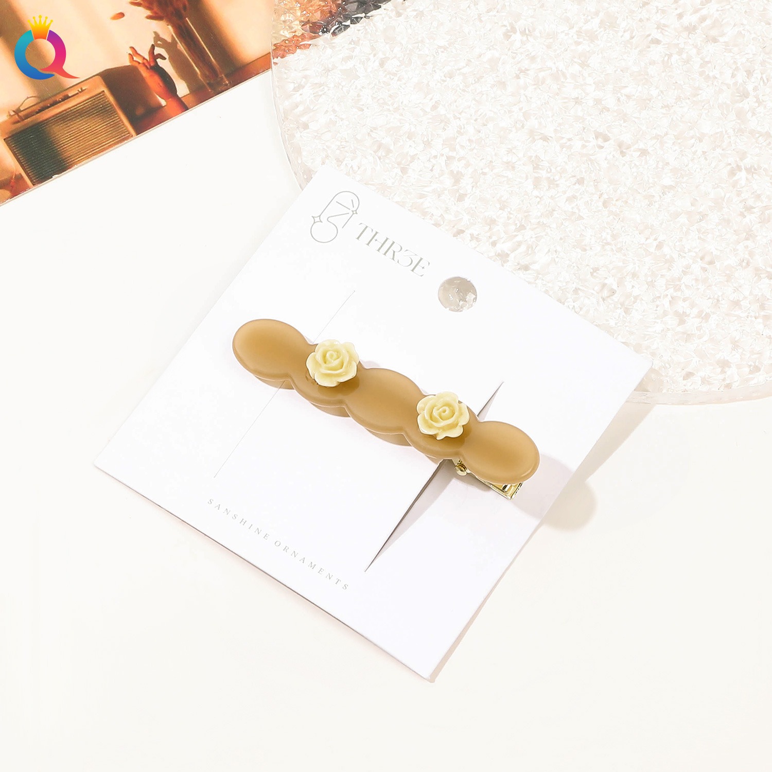 Rose Oval Duck Clip - Coffee