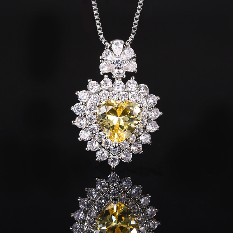 Yellow diamond pendant with chain