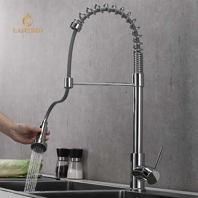 China Supplier England Style fashion one handle lead free brass chrome finish pullout kitchen faucet taps tap mixer