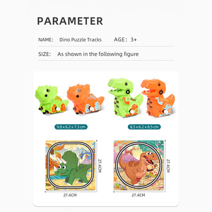 Cross-Border <strong>2</strong>-in-1 Dinosaur <strong>Toy</strong> Gift Children Diy Scene Building Puzzle Rail Car <strong>Toy</strong>
