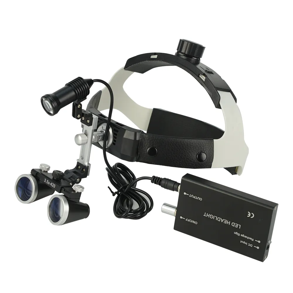 Lupa Binocular quirúrgica Dental con luz LED, aumento de x 3,5 x