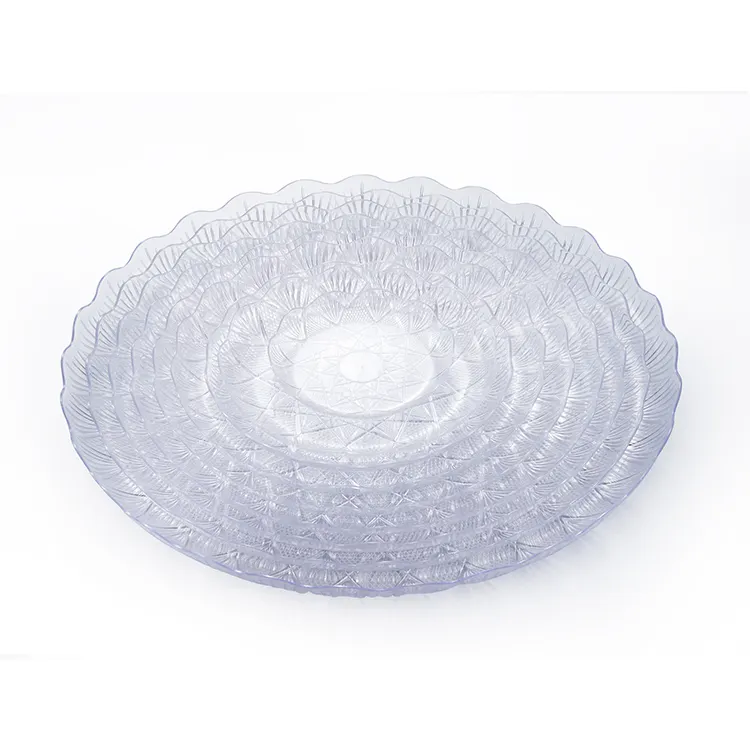 Bandeja de plástico redonda para servir placas transparentes