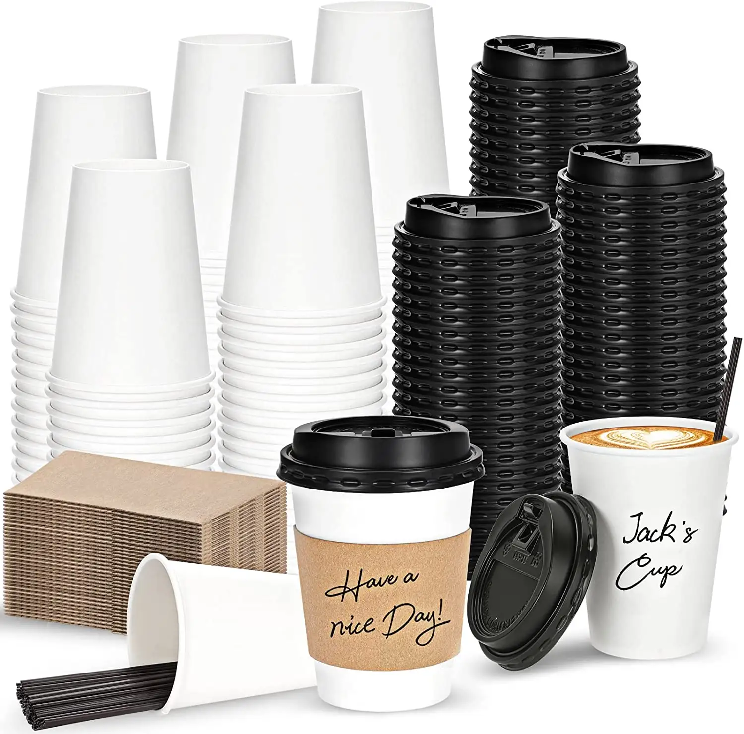 Tek kullanımlık kahve fincanı kol, kağıt kahve kollu gitmek kahve kağıt bardaklar ev için uygun, dükkan ve kafeler