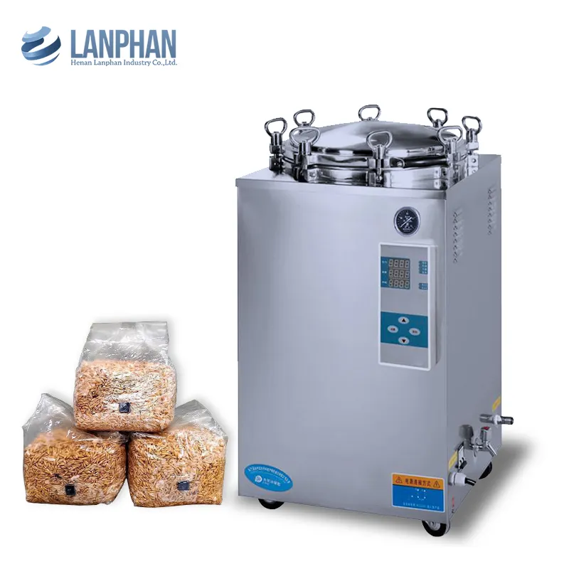 Autoclave verticale ad alta pressione Lanphan 120l 150l per la macchina di sterilizzazione dello sterilizzatore di coltivazione di funghi