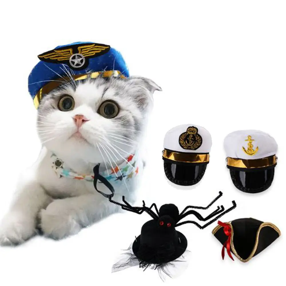 Halloween Pet Dog Cats divertente scherzo cappello/copricapo Spider Pirate Hat fasce Fancy Headwear