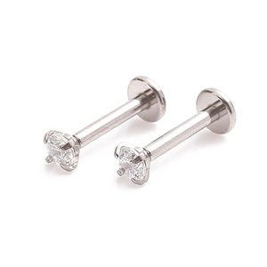Fuxuan titanyum dahili dişli Prong seti CZ Labret çiviler Piercing Tragus - Product Image 2