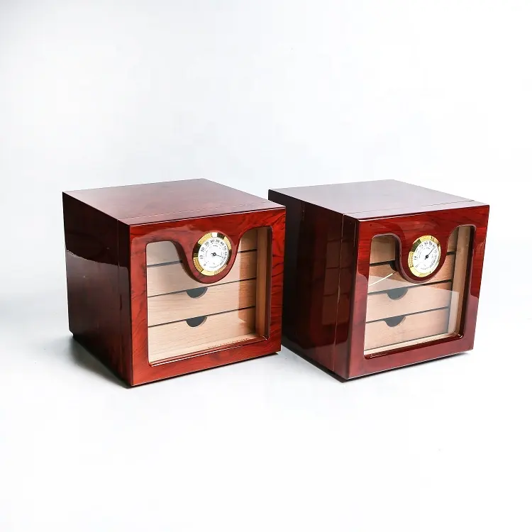 Fockety 삼나무 세련된 4 서랍 시가 Humidor, 대용량 홈 장식 나무 시가 humidor 상자