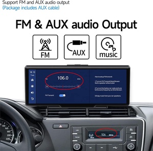 10,26 "Dash Cam Cámara de visión trasera WiFi Carplay y Android Auto 2K DVR Navegación GPS Video Recorder Dashboard Dual Len