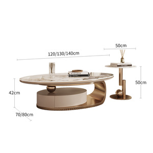 Yeni tasarım özel basit çağdaş merkezi oval ve yuvarlak sehpa seti mermer sehpa oturma odası için - Product Image 2