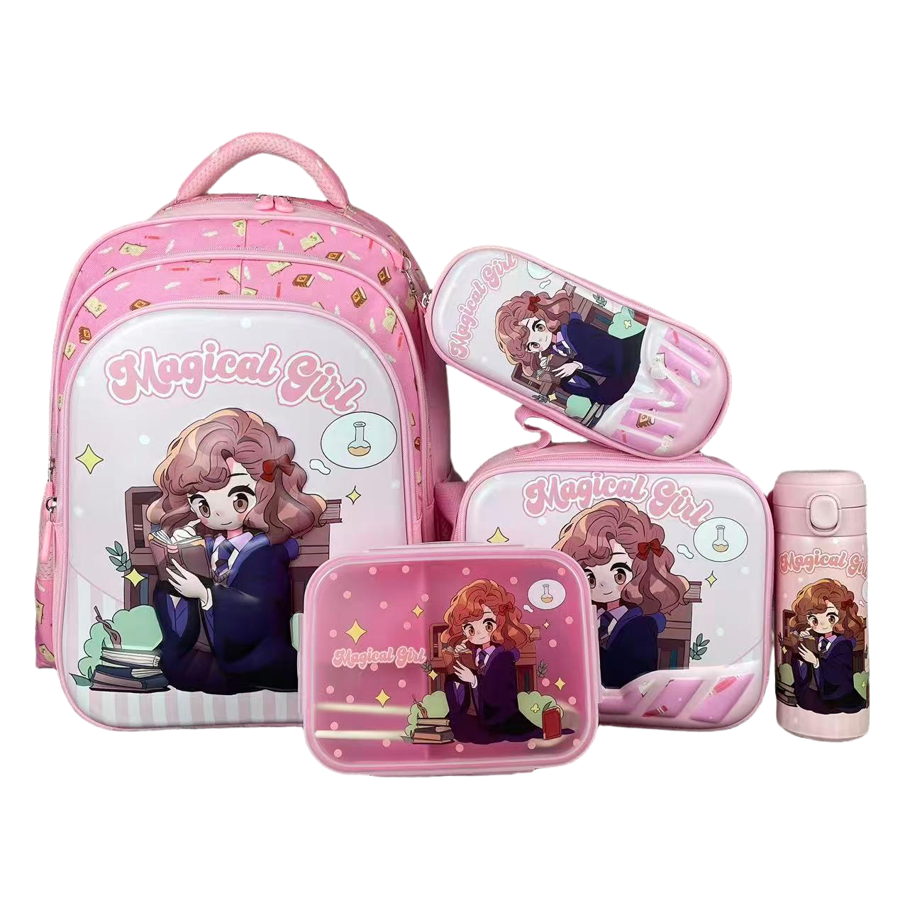 16.5 inches backpack magical girl 5 in 1 set