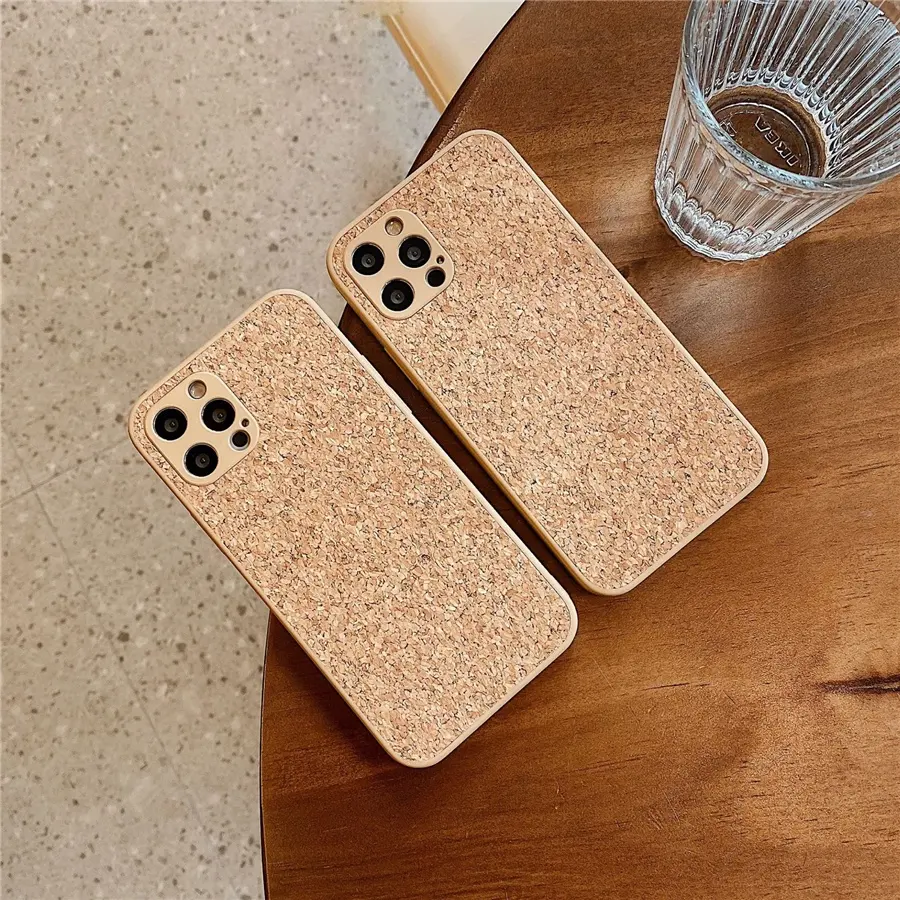 Custodia per telefono traspirante con venatura del legno di sughero compressa antiurto segatura Cover posteriore Coque per iPhone 13 Pro Max 12 11 Xs Xr 8Plus