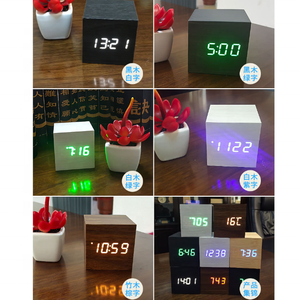 Reloj despertador digital de madera para niños, minicubo moderno de escritorio con pantalla de hora, fecha y temperatura para dormitorio y hogar - Product Image 5
