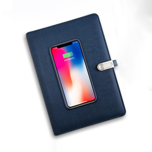 Promoción belleza Color cuero cuaderno planificador A5 hojas sueltas carga inalámbrica diario Powerbank Memo Notebook - Product Image 1