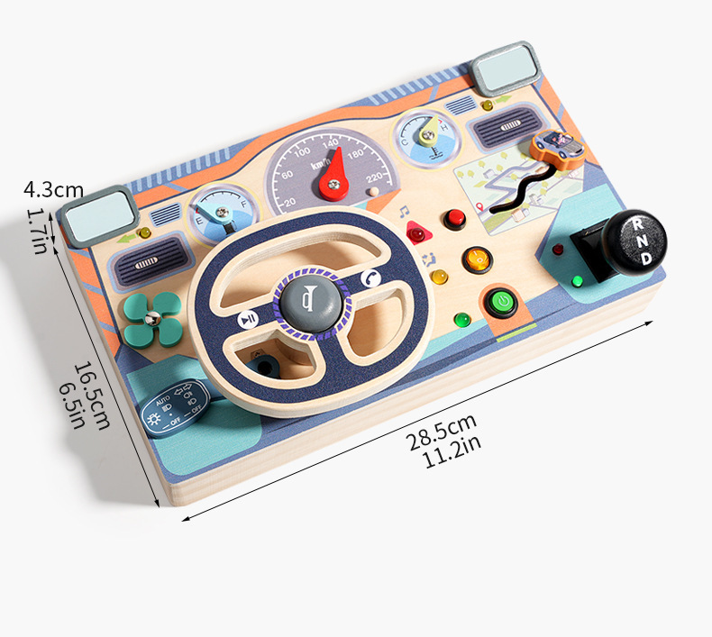 Wood color steering wheel toy 06