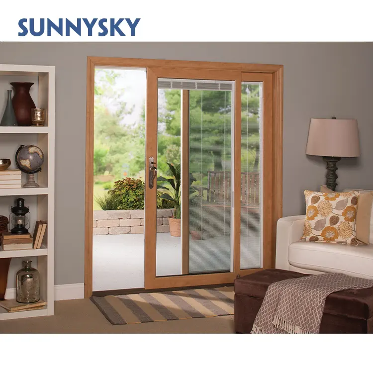 Sunnysky Aluminum-Wood Inclined Side Sliding Door aluminium sliding glass door