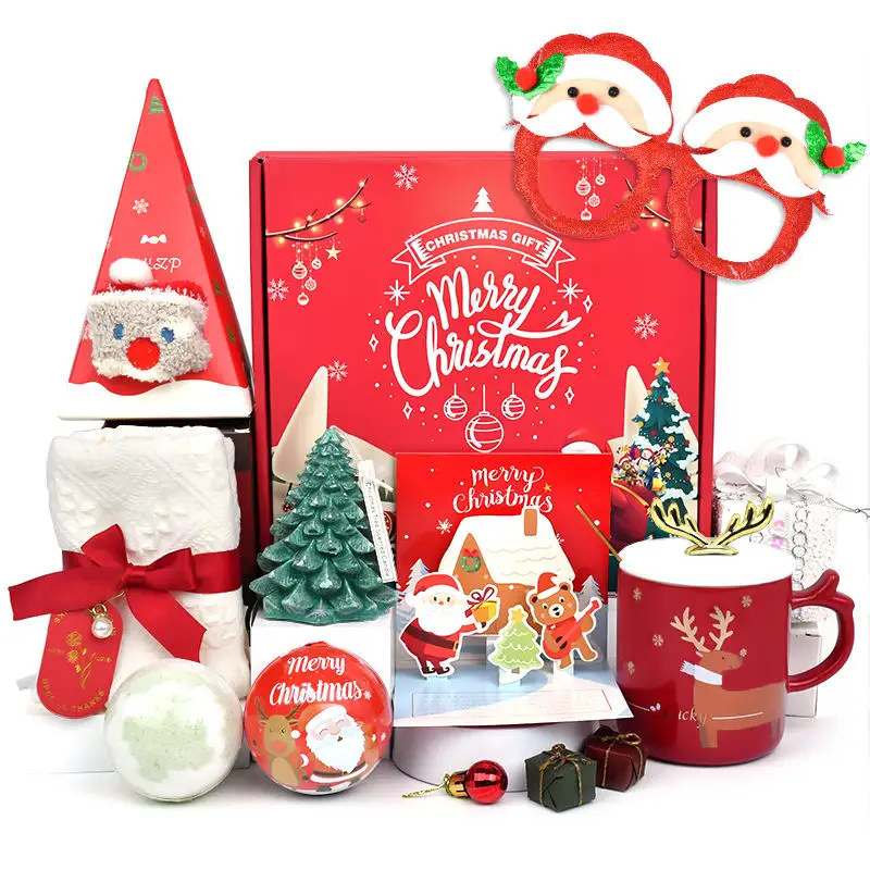 Hot Selling Geschenkset Luxus Keramik becher Weihnachts baum Kerzen Baden Geschenk box Set Business Weihnachts geschenke für ihre Freundin