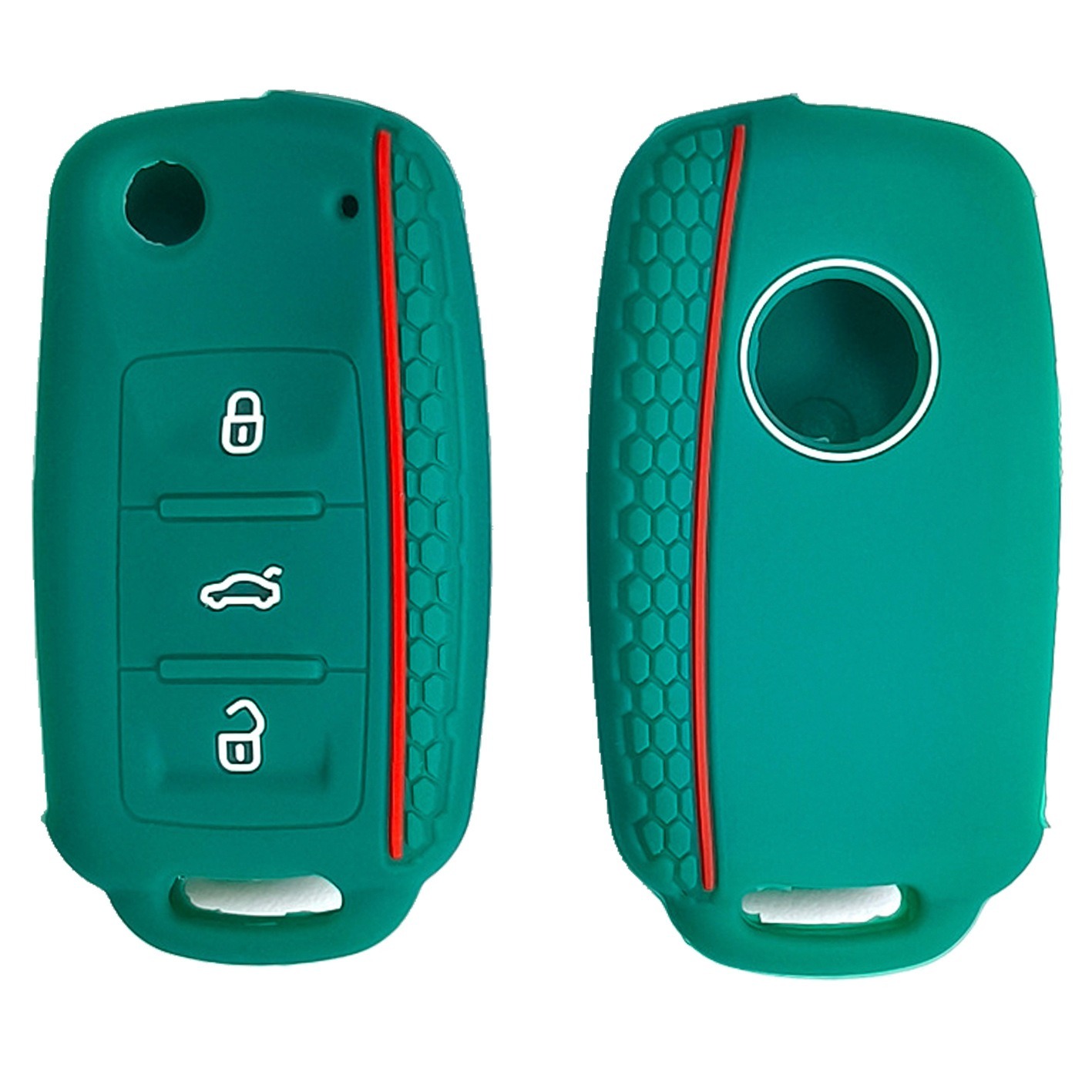 Dark green + red lines